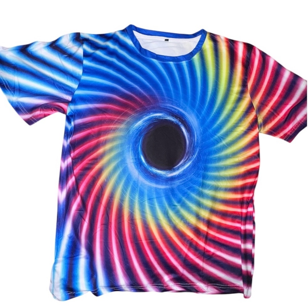 Colorful T-shirt Optical Illusion Print - Picture 1 of 4